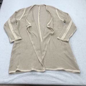Soft Surroundings Cardigan Womens 1X Cream Cotton Open Front Lagenlook Layering